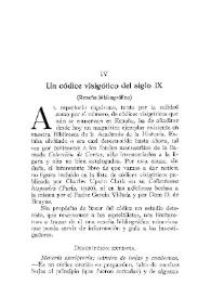 Portada:Un códice visigótico del siglo IX (Reseña bibliográfica) / Justo García Soriano