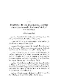 Portada:Inventario de los documentos escritos en pergaminos del Archivo Catedral de Valencia [VI] (Continuación) / Elías Olmos Canalda