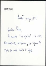 Portada:Tarjeta de Jaime de Armiñán a Francisco Rabal. Madrid, mayo de 1992