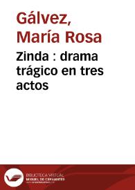 Portada:Zinda : drama trágico en tres actos