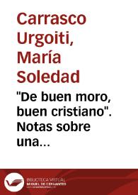 Portada:"De buen moro, buen cristiano". Notas sobre una comedia de Felipe Godínez / Soledad Carrasco Urgoiti