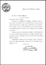 Portada:Carta de Severino Peleteiro a Rafael Altamira. México, 2 de febrero de 1910