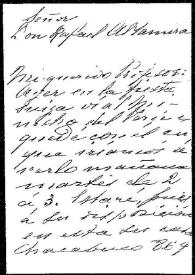 Portada:Carta de Fuentes a Rafael Altamira. [S.l.], 2 de agosto de [1909]