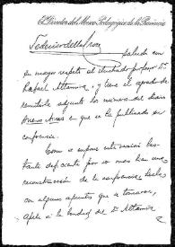 Portada:Carta de Federico de la Cruz a Rafael Altamira. La Plata, 18 de septiembre de 1909