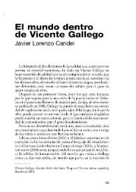 Portada:El mundo dentro de Vicente Gallego / Javier Lorenzo Candel