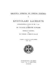 Portada:Epistolari Llorente. Volum I. Cartes de llevantins (1861-1900)