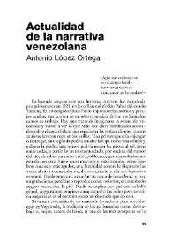Portada:Actualidad de la narrativa venezolana / Antonio López Ortega