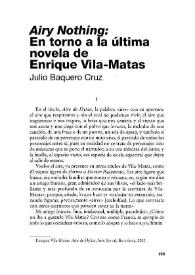 Portada:"Airy Nothing": En torno a la última novela de Enrique Vila-Matas / Julio Baquero Cruz