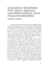Portada:Literatura brasileña 200 años: algunas consideraciones para hispanohablantes / Horácio Costa