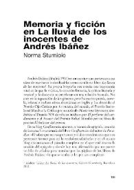 Portada:Memoria y ficción en "La lluvia de los inocentes" de Andrés Ibáñez / Norma Sturniolo