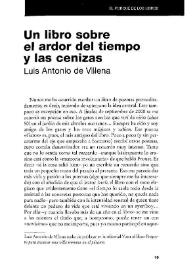 Portada:Un libro sobre el ardor del tiempo y las cenizas / Luis Antonio de Villena