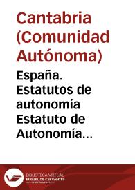 Portada:Estatuto de Autonomía para Cantabria