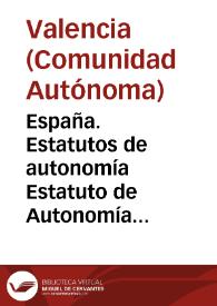 Portada:Estatuto de Autonomía para la Comunidad Valenciana