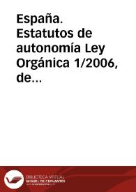 Portada:Ley Orgánica 1/2006, de 10 de abril, de Reforma de la Ley orgánica 5/1982, de 1 de julio, de Estatuto de Autonomía de la Comunidad Valenciana