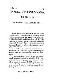 Portada:Núm. 39, Gazeta Extraordinaria 22 de abril de 1808