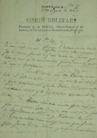 Portada:[Carta de Simón Bolívar a Francisco Antonio Zea]