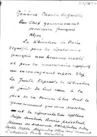 Portada:Carta de la Junta Española de Liberación a Charles De Gaulle. 1944?