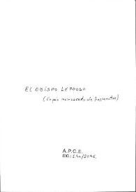 Portada:\"El Obispo Leproso\" (Copia manuscrita de fragmentos de la obra de Gabriel Miró)