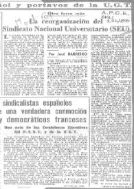 Portada:La reorganización del Sindicato Nacional Universitario (SEU) / José Barreiro
