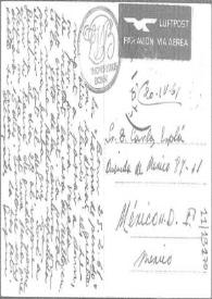 Portada:Postal de Eugenio Xammar a Carlos Esplá. 25 de febrero de 1961