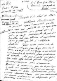 Portada:Carta de Tomás Yuste Navas a Carlos Esplá. México, 7 de abril de 1942