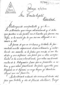 Portada:Documentación de Juan Zarzuela; Carta de Juan Zarzuela a Carlos Esplá. México, 5 de agosto de 1942