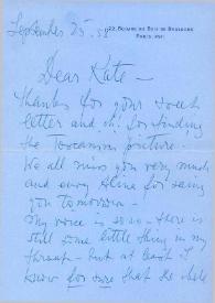 Portada:Carta dirigida a Katherine Cardwell. París (Francia), 25-09-1958