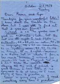 Portada:Carta dirigida a Aniela y Arthur Rubinstein. Nueva York (Estados Unidos), 28-10-1958