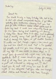 Portada:Carta dirigida a Aniela Rubinstein. Studio City (Estados Unidos), 27-07-1993