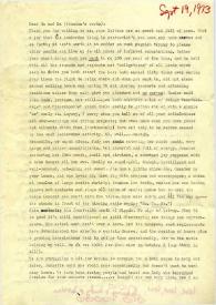 Portada:Carta dirigida a Aniela y Arthur Rubinstein. Nueva York (Estados Unidos), 19-09-1973