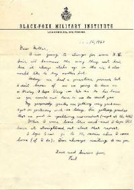 Portada:Carta dirigida a Aniela Rubinstein. Los Angeles, California (Estados Unidos), 10-10-1943