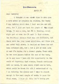 Portada:Carta dirigida a Aniela y Arthur Rubinstein. New Haven, Connecticut (Estados Unidos), 29-04-1952