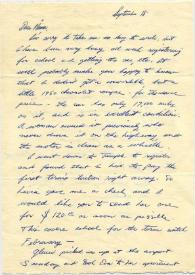 Portada:Carta dirigida a Aniela Rubinstein. Filadelfia (Pensilvania), 18-09-1953