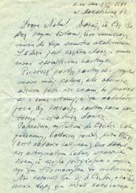Portada:Carta dirigida a Aniela Rubinstein. Varsovia (Polonia), 23-09-1949