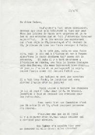 Portada:Carta dirigida a Aniela Rubinstein. París (Francia), 23-04-1972