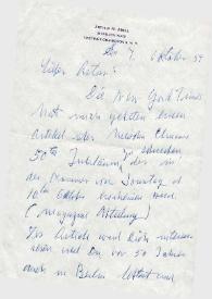 Portada:Carta dirigida a Arthur Rubinstein. Hastings-on-Huston (Nueva York), 07-10-1954