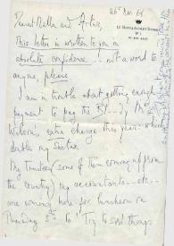 Portada:Carta dirigida a Aniela y Arthur Rubinstein. Londres (Inglaterra), 26-11-1968