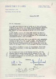 Portada:Carta dirigida a Arthur Rubinstein. Nueva York, 25-01-1967