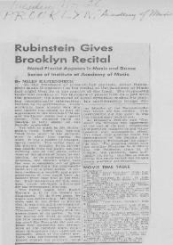 Portada:Rubinstein Gives Brooklyn Recital