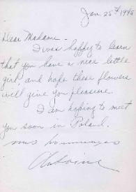 Portada:Carta dirigida a Aniela Rubinstein, 25-01-1945