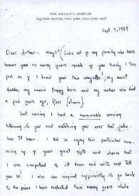 Portada:Carta dirigida a Arthur Rubinstein. Nueva York (Estados Unidos), 07-09-1969