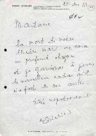 Portada:Carta dirigida a Aniela Rubinstein. París (Francia), 25-12-1982