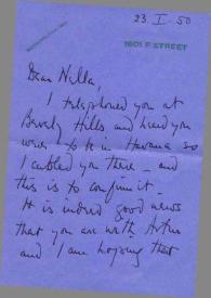 Portada:Carta dirigida a Aniela Rubinstein. Washington D. C., 23-01-1950