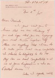 Portada:Carta dirigida a Aniela y Arthur Rubinstein. Los Angeles, California (Estados Unidos), 02-11-1975