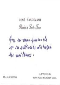 Portada:Tarjeta de visita dirigida a Aniela Rubinstein. París (Francia)