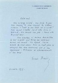 Portada:Carta dirigida a Aniela Rubinstein. París (Francia), 09-10-1952