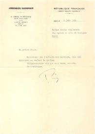 Portada:Carta dirigida a Aniela Rubinstein. París (Francia), 02-06-1954