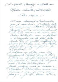 Portada:Carta dirigida a Aniela Rubinstein.  San Martin (Peru), 15-10-1977