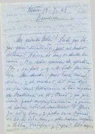 Portada:Carta dirigida a Aniela Rubinstein. Barcelona (España), 19-07-1949