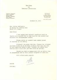 Portada:Carta dirigida a Aniela Rubinstein. Nueva York, 10-10-1972